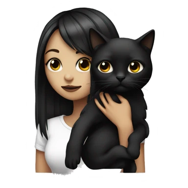 A emo girl holding a black cat sticker