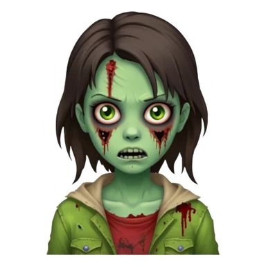 brunette zombie girl, tattered clothes, horror zombie green sticker