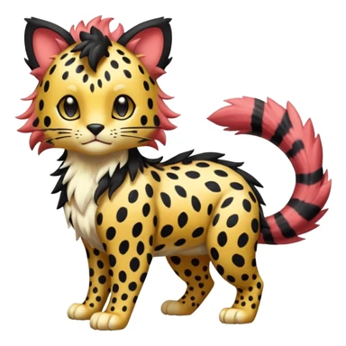 Glossy Sparkly Gembonded Spotty Stripy Hairy Floofy-Poofy Liepard-Linoone-Litten-Pokémon-fusion-creature (full body) sticker