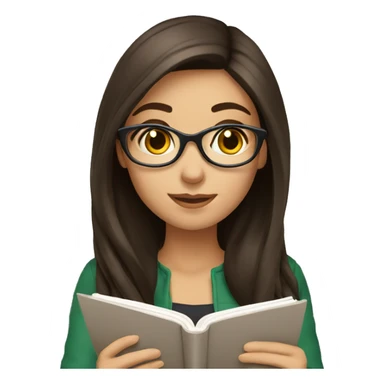 Pretty brunette woman studying sticker