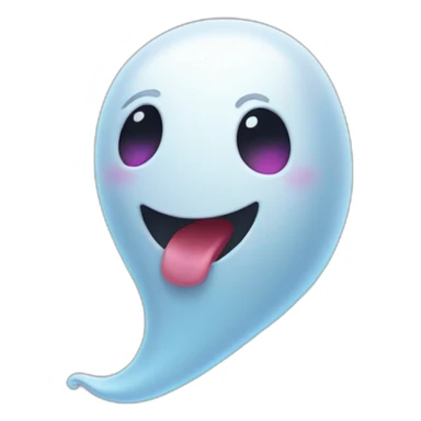 a funny little ghost who sticks out his tongue sticker