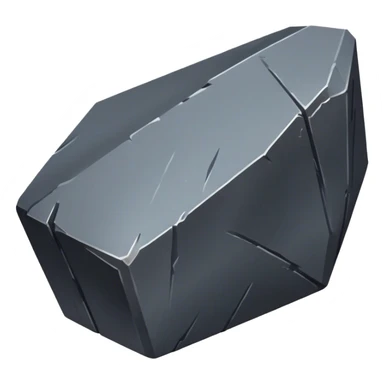 Cinematic Realistic Iron Ore, Strong and solid, with a dark, heavy surface marked by sharp angles and a faint metallic sheen. The deep gray color radiates durability and strength, while soft reflections show off the rugged texture. Soft glowing outline, capturing the essence of resilience and rugged strength in raw iron ore. sticker