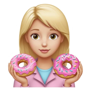 blonde female holding donut sticker