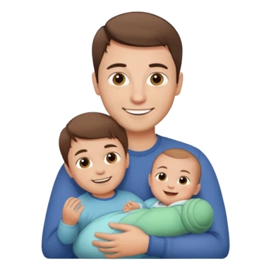 "Man with short brown hair and fair skin, without a mustache, holding a baby, smiling." sticker