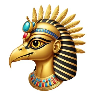 Egyptian sun god Ra with falcon head and sun disk sticker