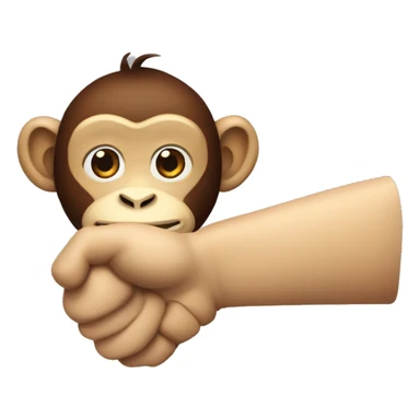 Generate a close up of a monkey shaking a human hand. Handshake emoji. sticker