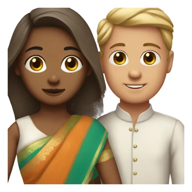 Girl in sari with white boyfriend sticker