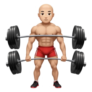 bald asian man deadlifting sticker