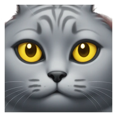 fat grey cat with yellow eyes  sticker