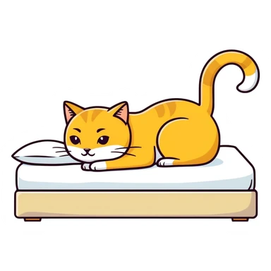 Golden cat on a bed sticker