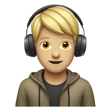Blonde boy listening to headphones sticker