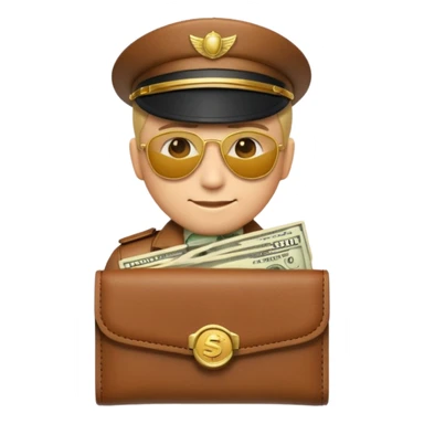 Aviator money emoji, wallet full of cash, casino vibe, premium 3D emoji style, clean, no background
 sticker