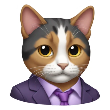 Calico cat in purple blazer sticker