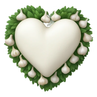 white heart adorned with garlic garland sticker