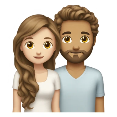 White Boy brown hair and beard kissing white girl with long brown hair sticker