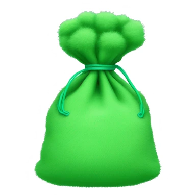 Green fluffy bag sticker