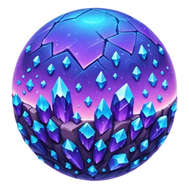 planet, surface covered in glowing crystals rock  sticker