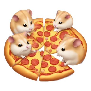 four hamsters eating pizza sticker