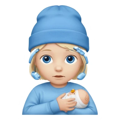 blond blue eye newborn with beanie sticker