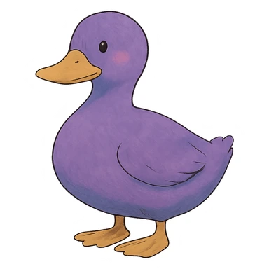 purple duck in ghibli style sticker