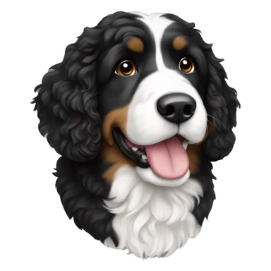 Black and white Bernedoodle sticker