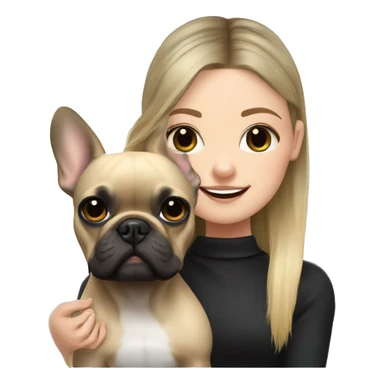 black french bulldog with blonde girl sticker