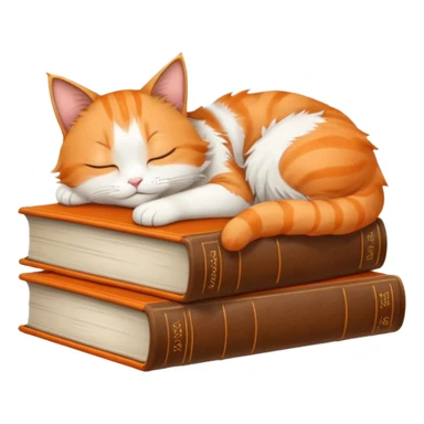 Cat sleeping on books sticker