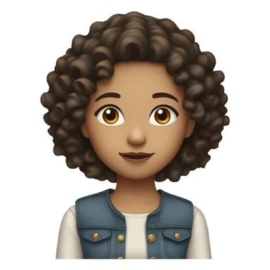 Light skin girl with dark brown curly hair and brown eyes  sticker