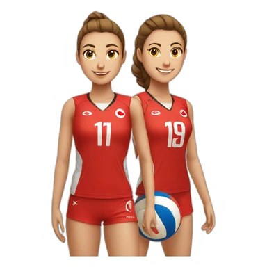 Turkish National Girls volleyball team wearing red jersey sticker