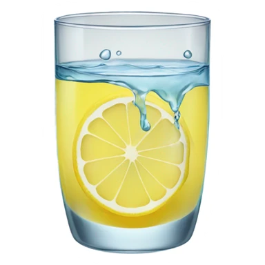 a glass of water with lemon sticker