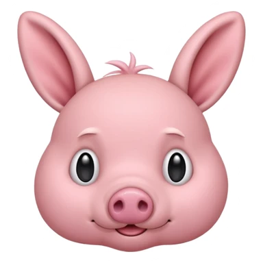 a pink creature with a pig snout but bunny ears , small smirk and blush - fringe covering the top half of his eyes ( dwaekki ) sticker