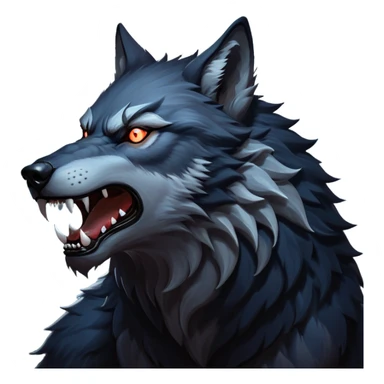 cinematic-noble-fierce-werewolf-howling-portrait-emoji, poised-and-imposing, with a fierce wolfish face tilted upwards in a haunting howl, glowing eyes full of primal ferocity, sharp, and a rugged snout, fur rippling in shades of midnight black and silver, muscles tensed as the powerful howl echoes beneath the moonlit sky; rendered with realism, capturing the raw, untamed power of the beast in its wild, primal state sticker