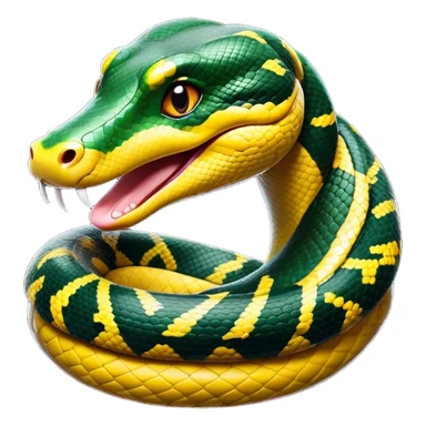 Cinematic Comical Anaconda Portrait Emoji, Head tilted dramatically with an exaggeratedly shocked expression, featuring a robust, patterned body with wide, comically expressive eyes full of humorous disbelief, Simplified yet hilariously expressive features, highly detailed, glowing with a slightly sassy jungle glow, high shine, dramatic yet playful, stylized with an air of quirky reptilian attitude, soft glowing outline, capturing the essence of a meme-worthy anaconda that looks ready to side-eye its way into viral fame! sticker