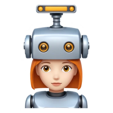 girl ai robot with name Caja Cusco on his head sticker