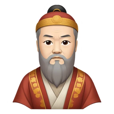 Cinematic Realistic Confucius Portrait Emoji, depicted as a wise ancient philosopher in traditional robes with a serene, contemplative expression, rendered with soft timeless textures and harmonious natural lighting that captures his enduring wisdom. sticker
