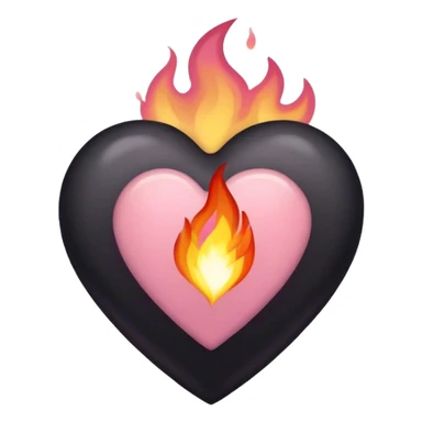 Black heart with dusty rose coloured fire sticker
