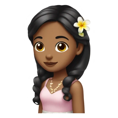 plumeria flower girl with black hair brown skin sticker