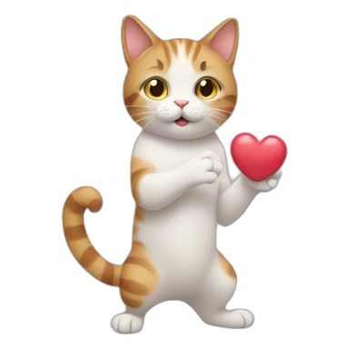 Cat with them hand heart sticker
