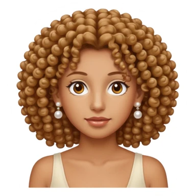 curly hair, tanned skin with tanned lines, light brown eyes, pearls earrings  sticker