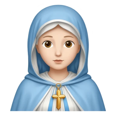 virgen maria catolica con vestido blanco y manto azul celeste de tes clara sticker