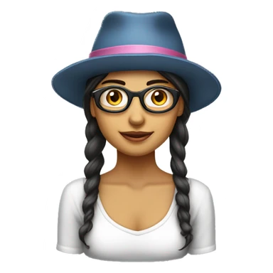 Chica morena con cabello risado con lentes con un gorro de cumpleaños  sticker