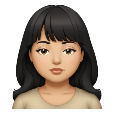 Latina female with bangs black long hair plus size one eye closed sticker