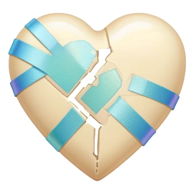 cream broken heart with sparkling Bandage sticker