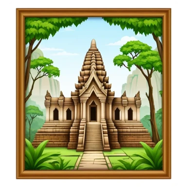 Cinematic Realistic Ayutthaya Ruins Landmark Emoji, depicted with ancient temple ruins amid lush greenery rendered with dramatic textures and nostalgic, warm lighting. sticker