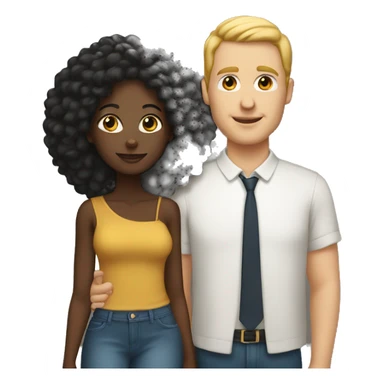 Black woman and white man couple sticker