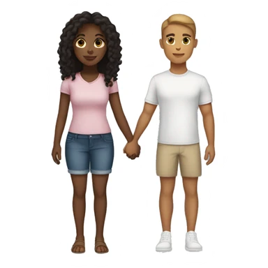 Taller Light skin black girl with long dark brown hair with a shorter Hispanic tan skin girl with dark long hair holding hands couple sticker