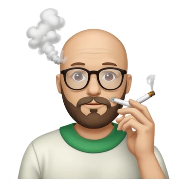 bald dude with beard and glasses smoking weed sticker