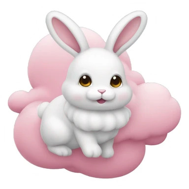 lapin rose en nuage sticker