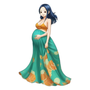 Pregnant nami on one piece in wano dress sticker