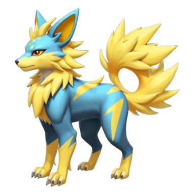 Feral Quadrupedal Digitigrade Luxray-Jolteon-Renamon-Zeraora-Vernid-fusion-hybrid-creature, full body  sticker